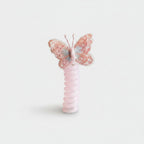 Butterfly Embroidered Pink Ribbed Hair Scrunchie