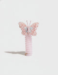 Butterfly Embroidered Pink Ribbed Hair Scrunchie – hair accessories (view 1)