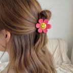 Smiley Flower Hair Claw Clip With Colorful Beads