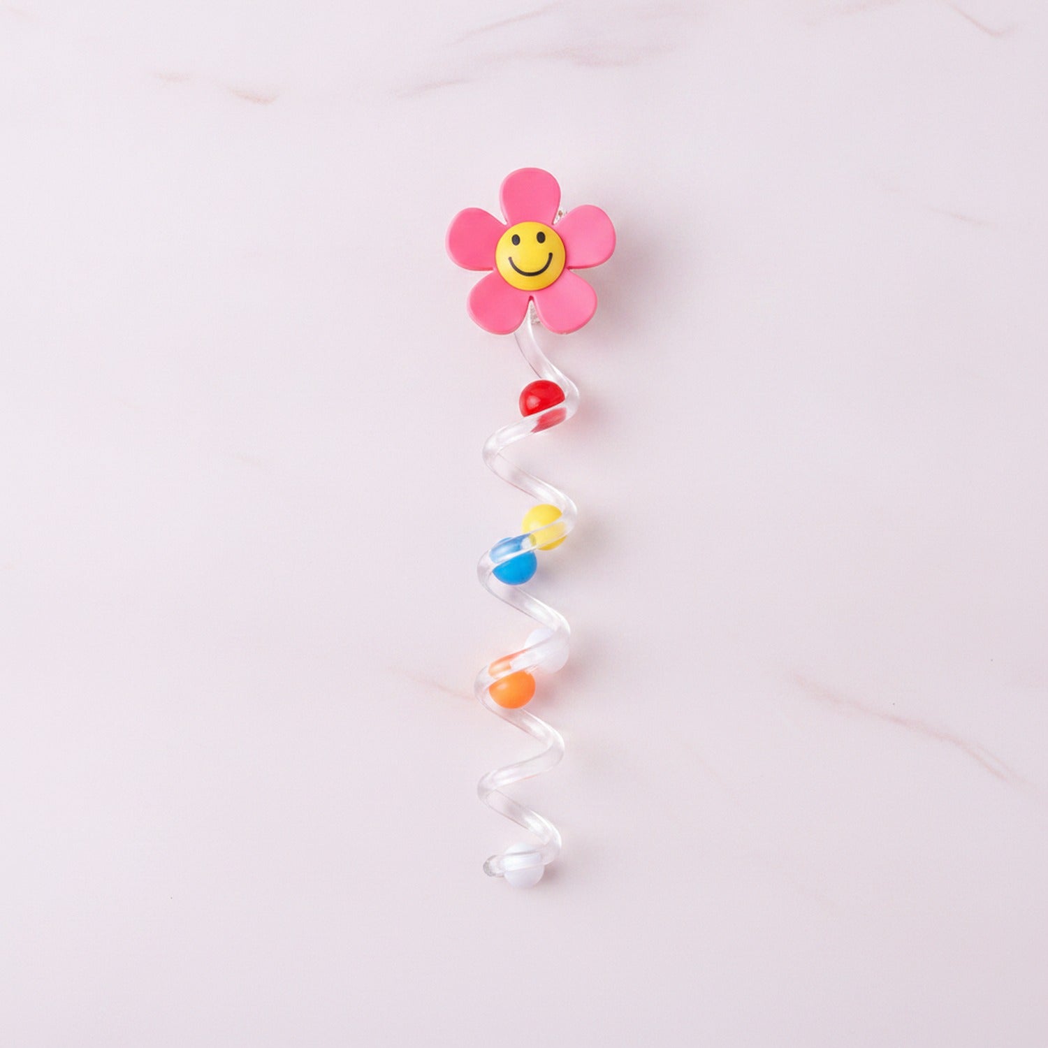 Smiley Flower Hair Claw Clip With Colorful Beads