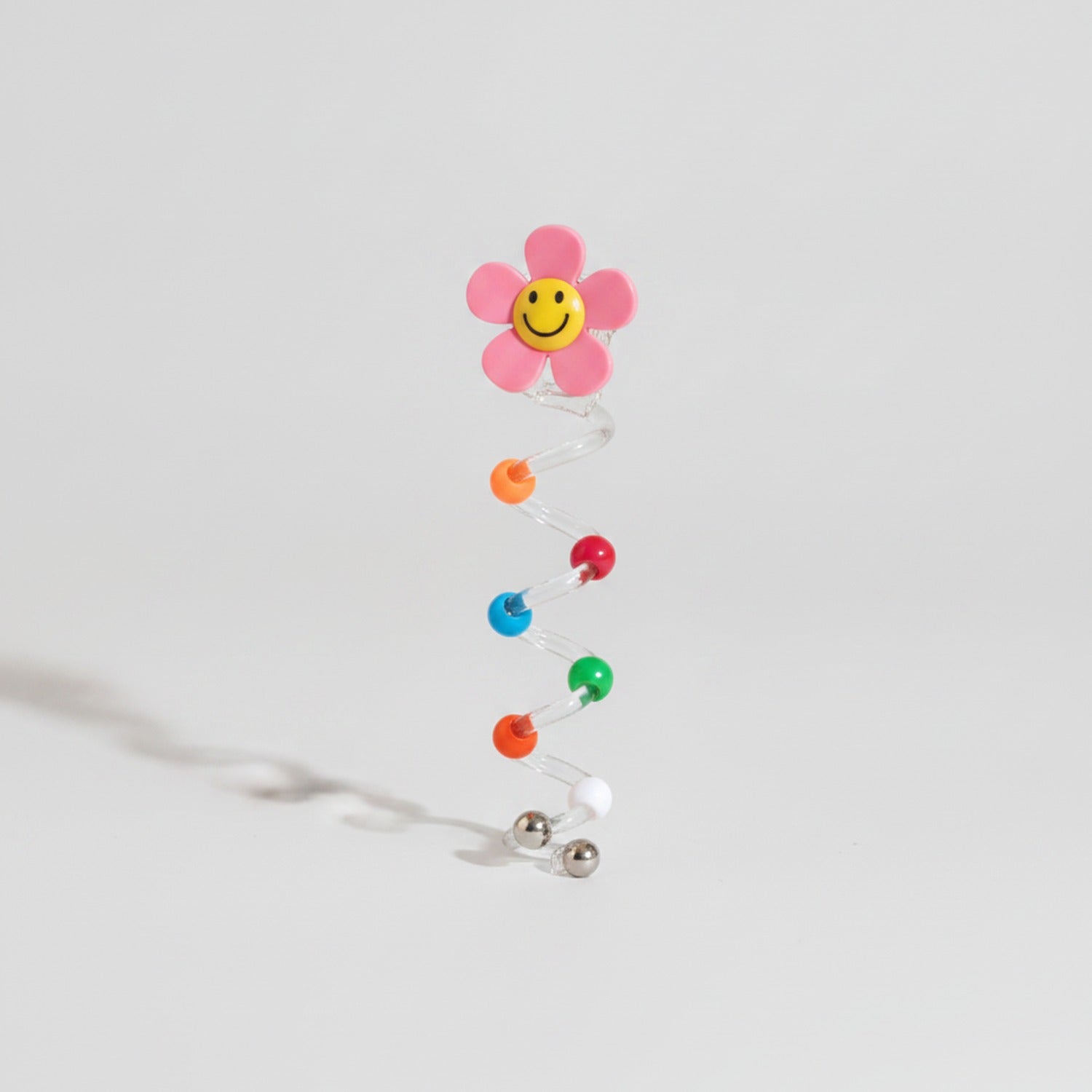 Smiley Flower Hair Claw Clip With Colorful Beads