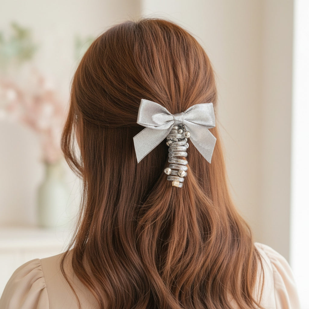 Metallic Gold Bow Spiral Hair Clip