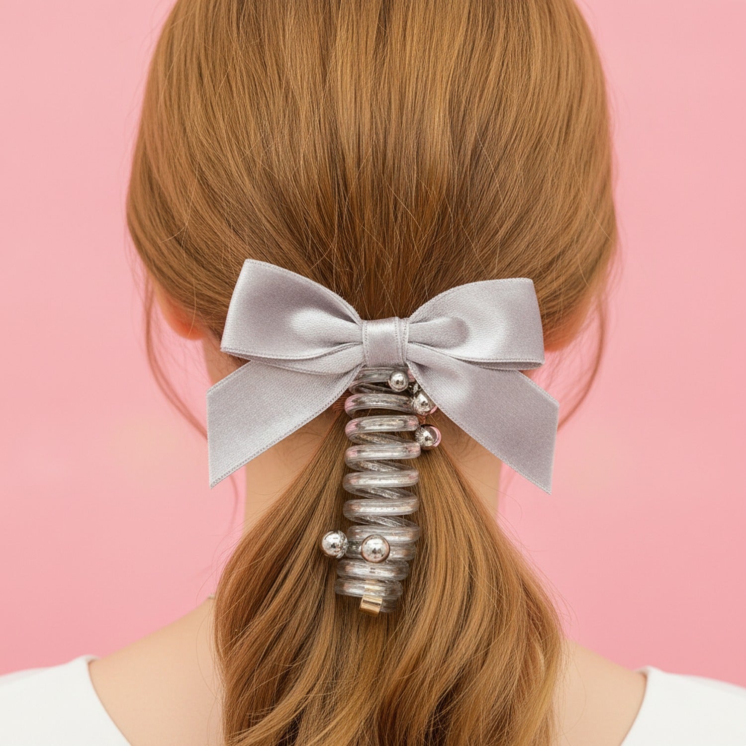 Metallic Gold Bow Spiral Hair Clip