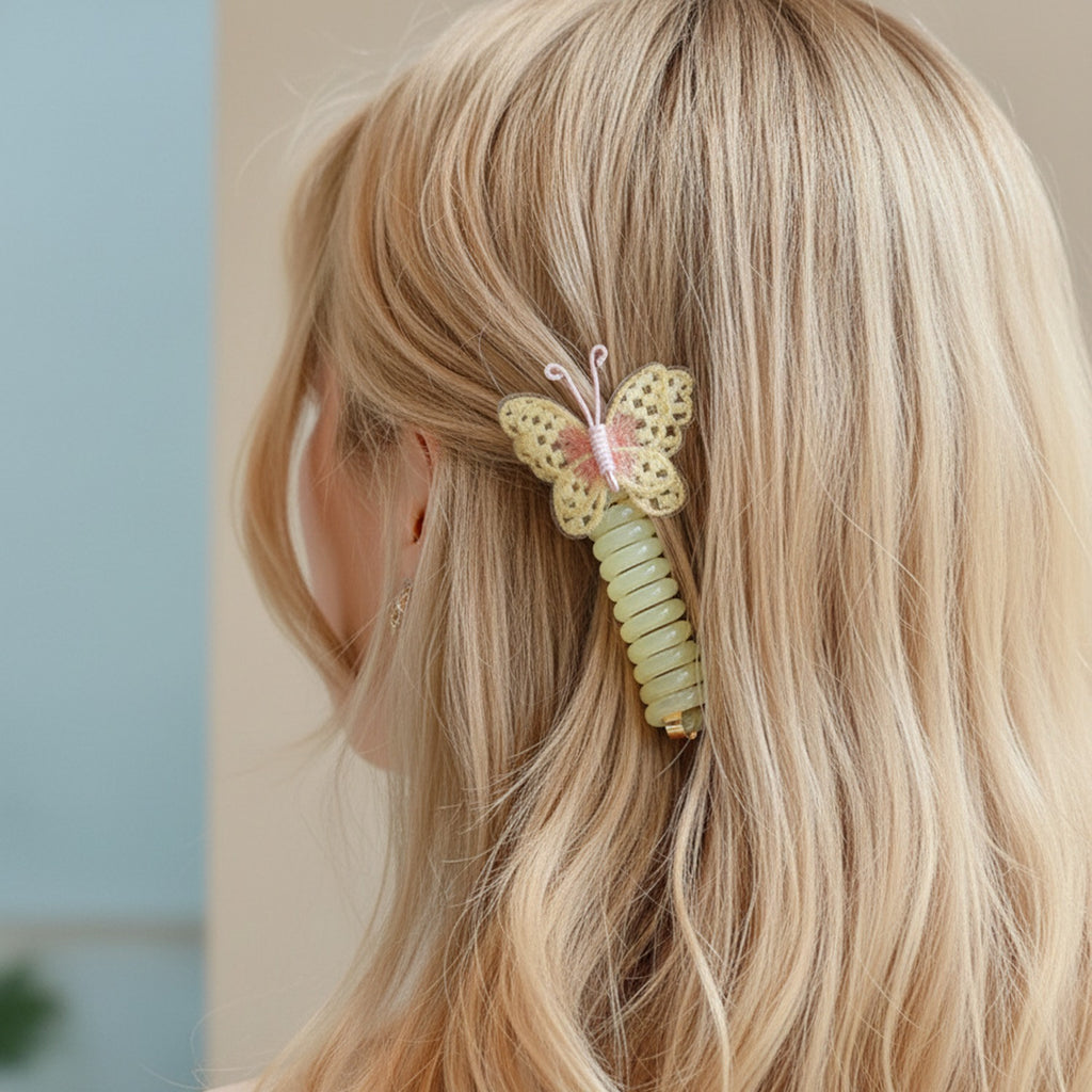 Butterfly Coil Hair Tie Gold Glitter