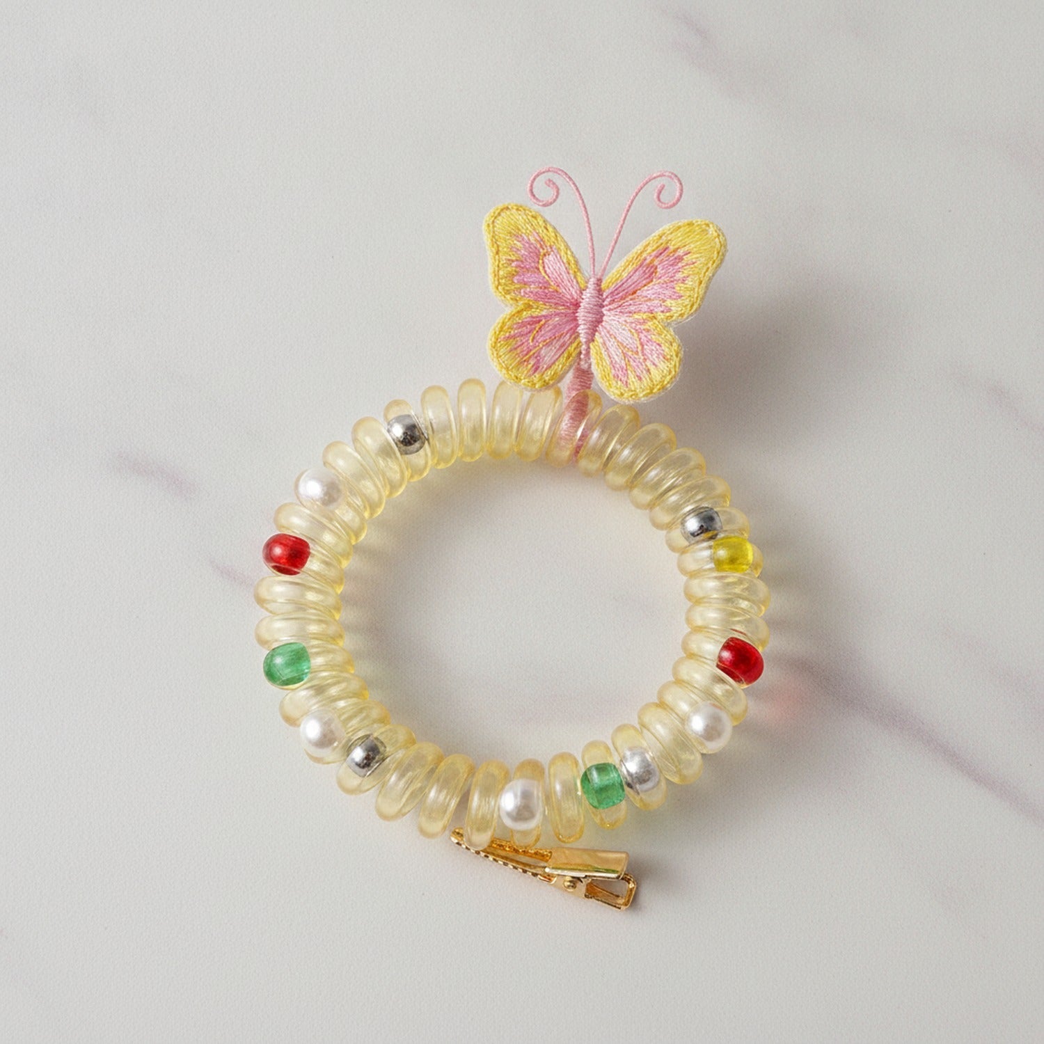 Butterfly Coil Hair Tie Gold Glitter