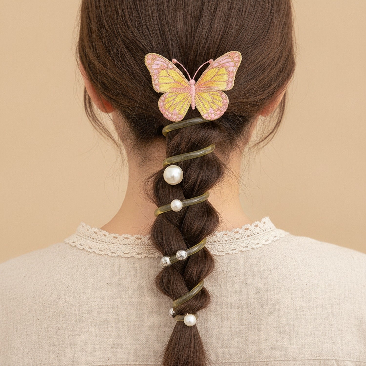 Butterfly Coil Hair Tie Gold Glitter