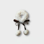 Fuzzy Scrunchie With Brown Ribbon Bow