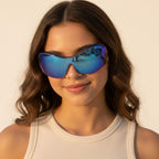 Blue Mirror Shield Wrap Sunglasses