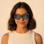 Blue Mirror Shield Wrap Sunglasses