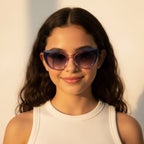 Cat Eye Sunglasses With Lace Detailing Pink Blue