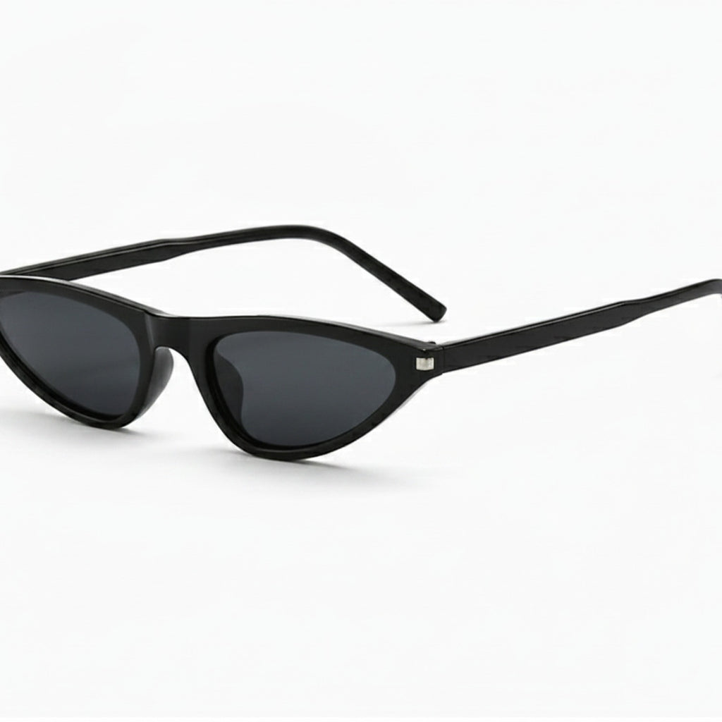 Retro Cat Eye Sunglasses - Black Frame Black Gray Lens C1 – eyewear (view 1)