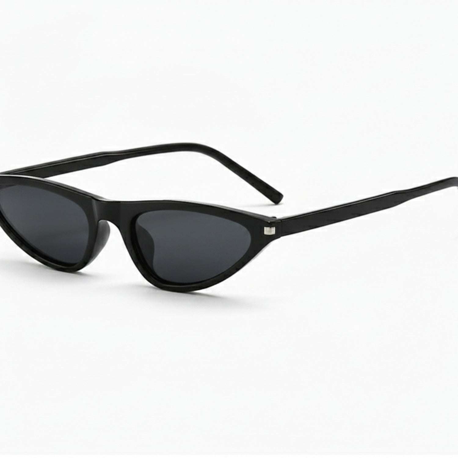 Retro Cat Eye Sunglasses - Black Frame Black Gray Lens C1 – eyewear (view 1)