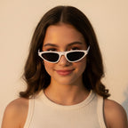 Retro Cat Eye Sunglasses - White Frame Black Gray Lens – eyewear (view 3)