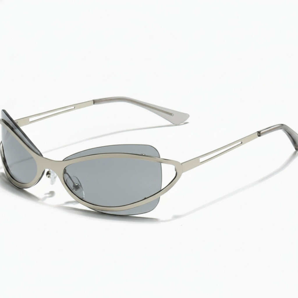 Silver Oval Shield Sunglasses With Tinted Lens – eyewear (view 1)