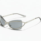 Silver Oval Shield Sunglasses With Tinted Lens – eyewear (view 1)