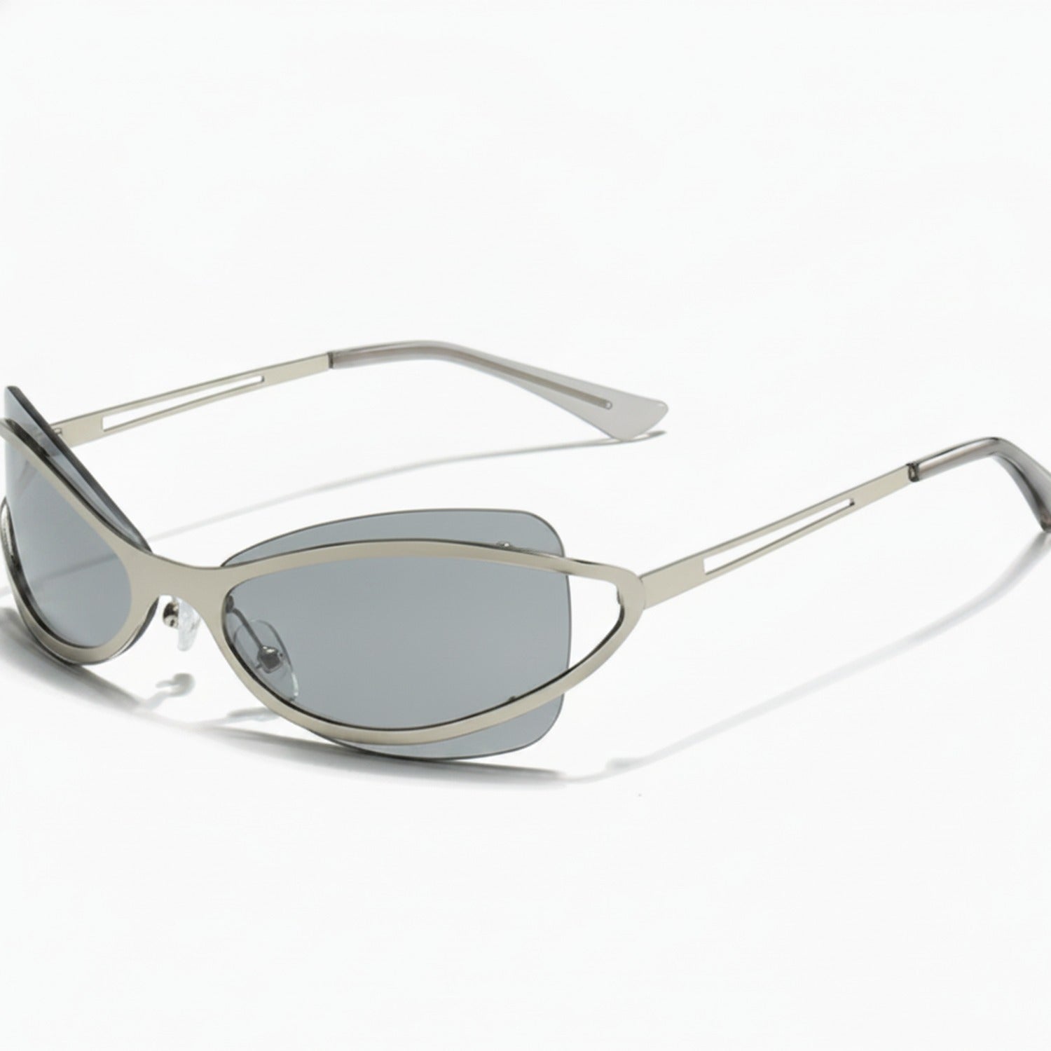 Silver Oval Shield Sunglasses With Tinted Lens