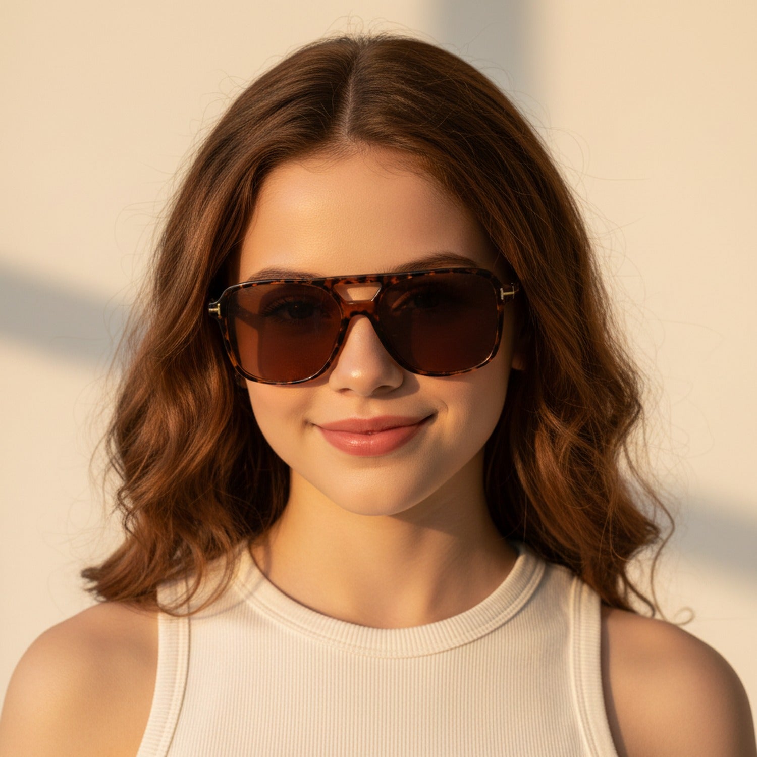 Tortoiseshell Aviator Sunglasses Brown Lens