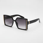 Black Square Sunglasses With Gold Trim – eyewear (view 1)