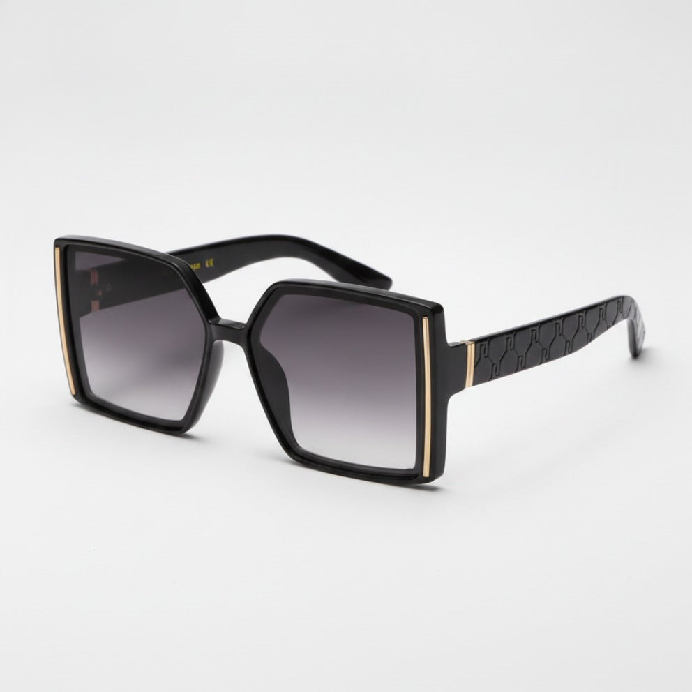 Black Square Sunglasses With Gold Trim – eyewear (view 1)