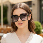 Black Square Sunglasses With Gold Trim – eyewear (view 3)
