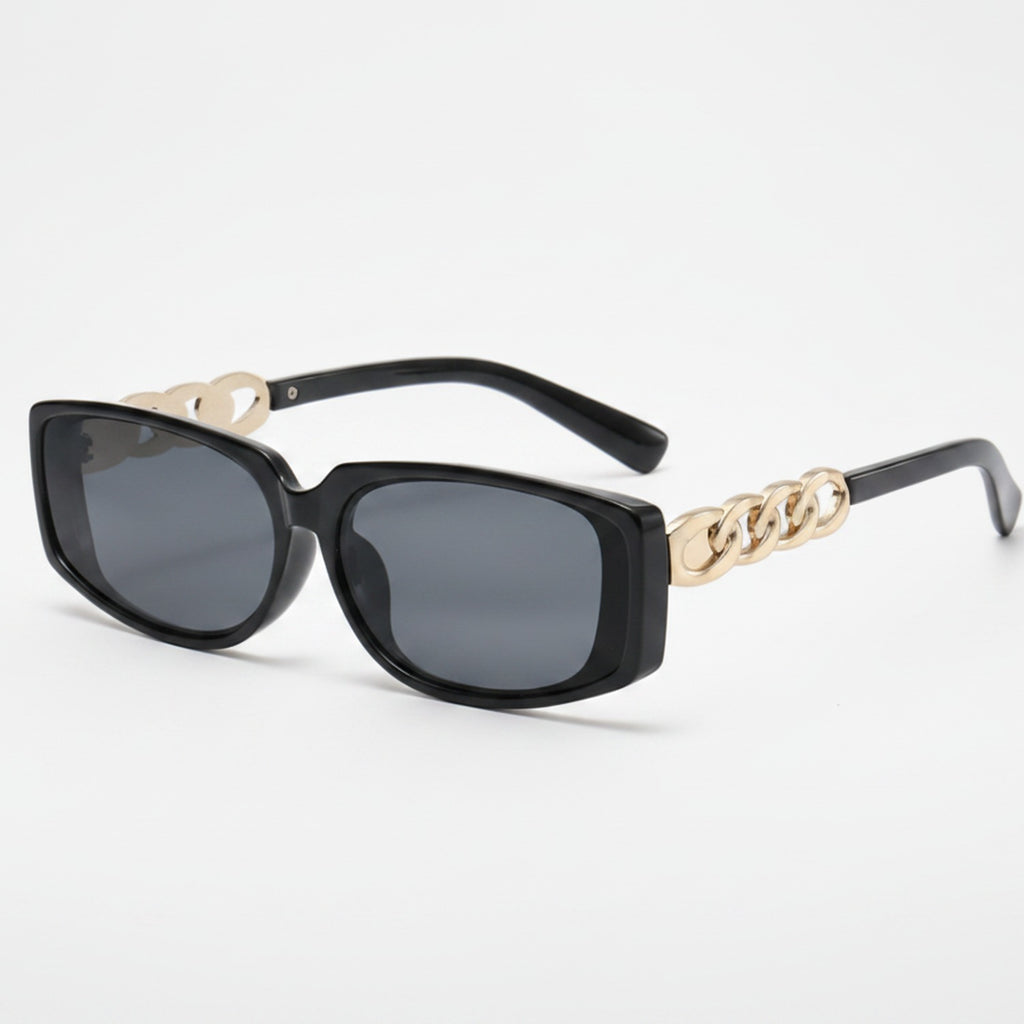 Black Square Sunglasses With Gold Chain Detail – eyewear (view 1)