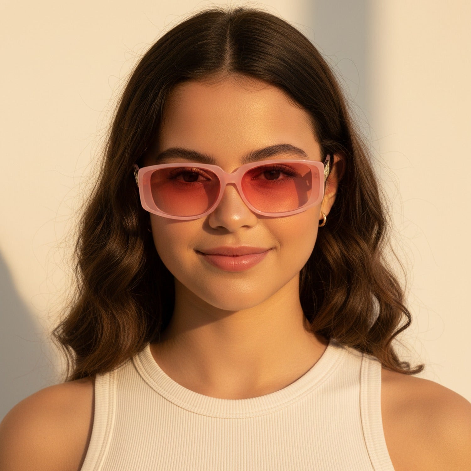 Pink Chunky Chain Rectangle Sunglasses