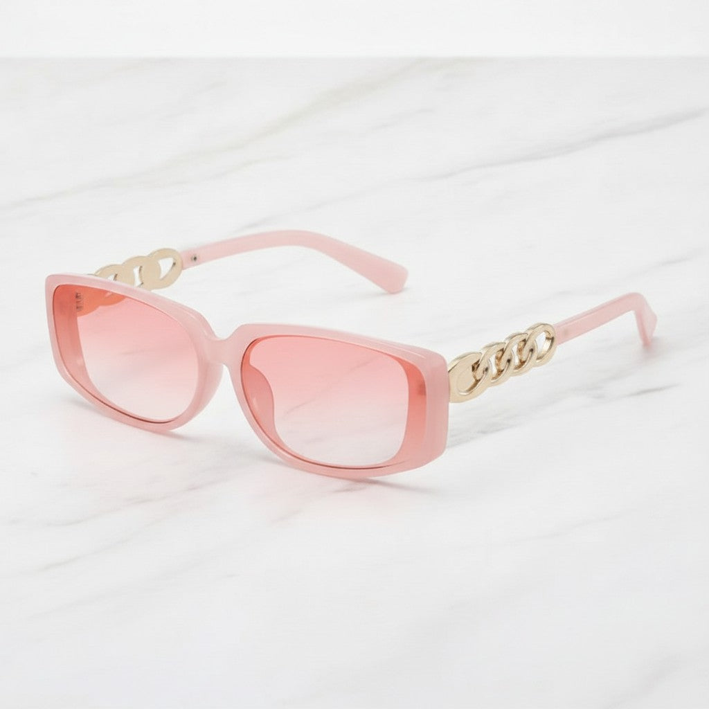 Pink Chunky Chain Rectangle Sunglasses – eyewear (view 3)