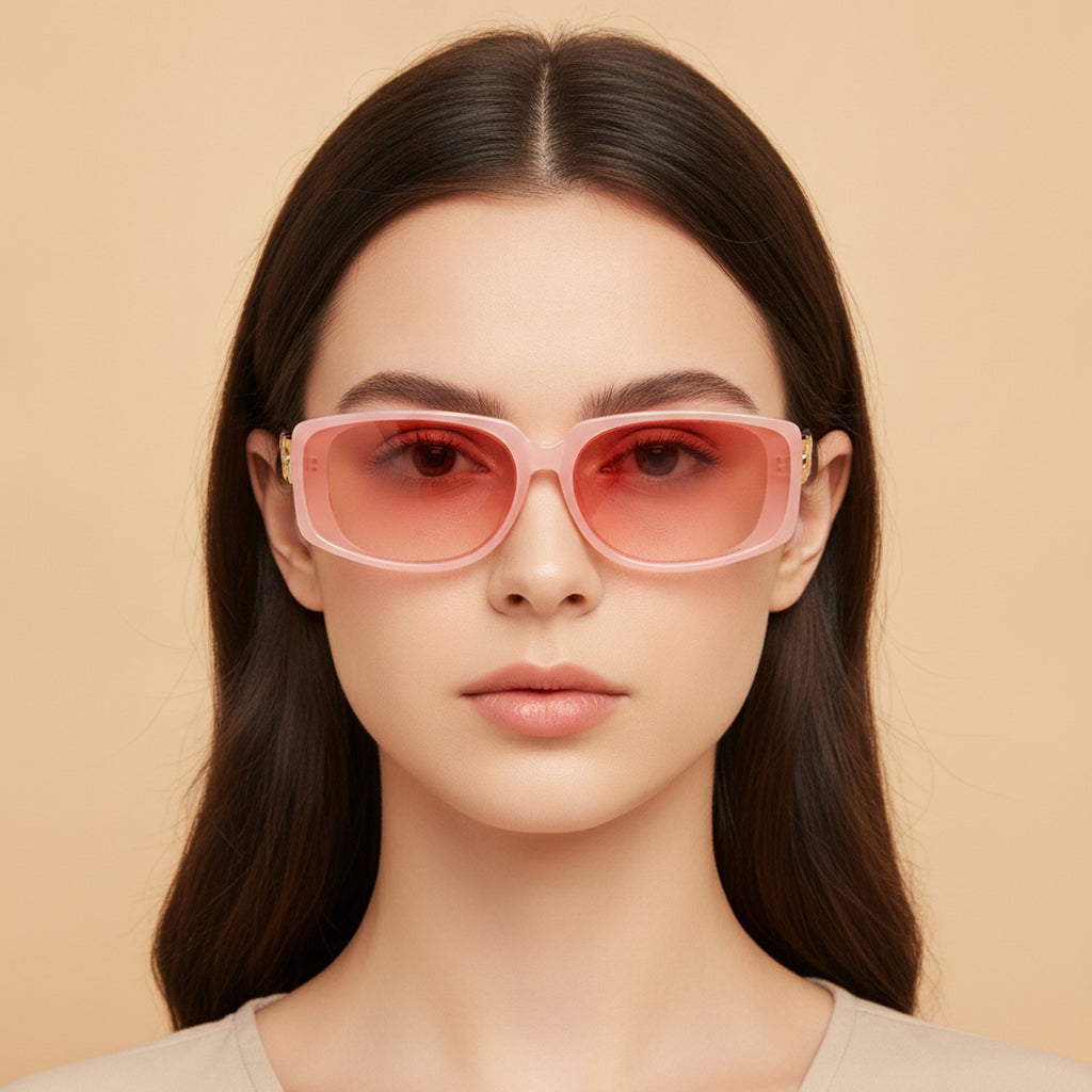 Pink Chunky Chain Rectangle Sunglasses – eyewear (view 2)