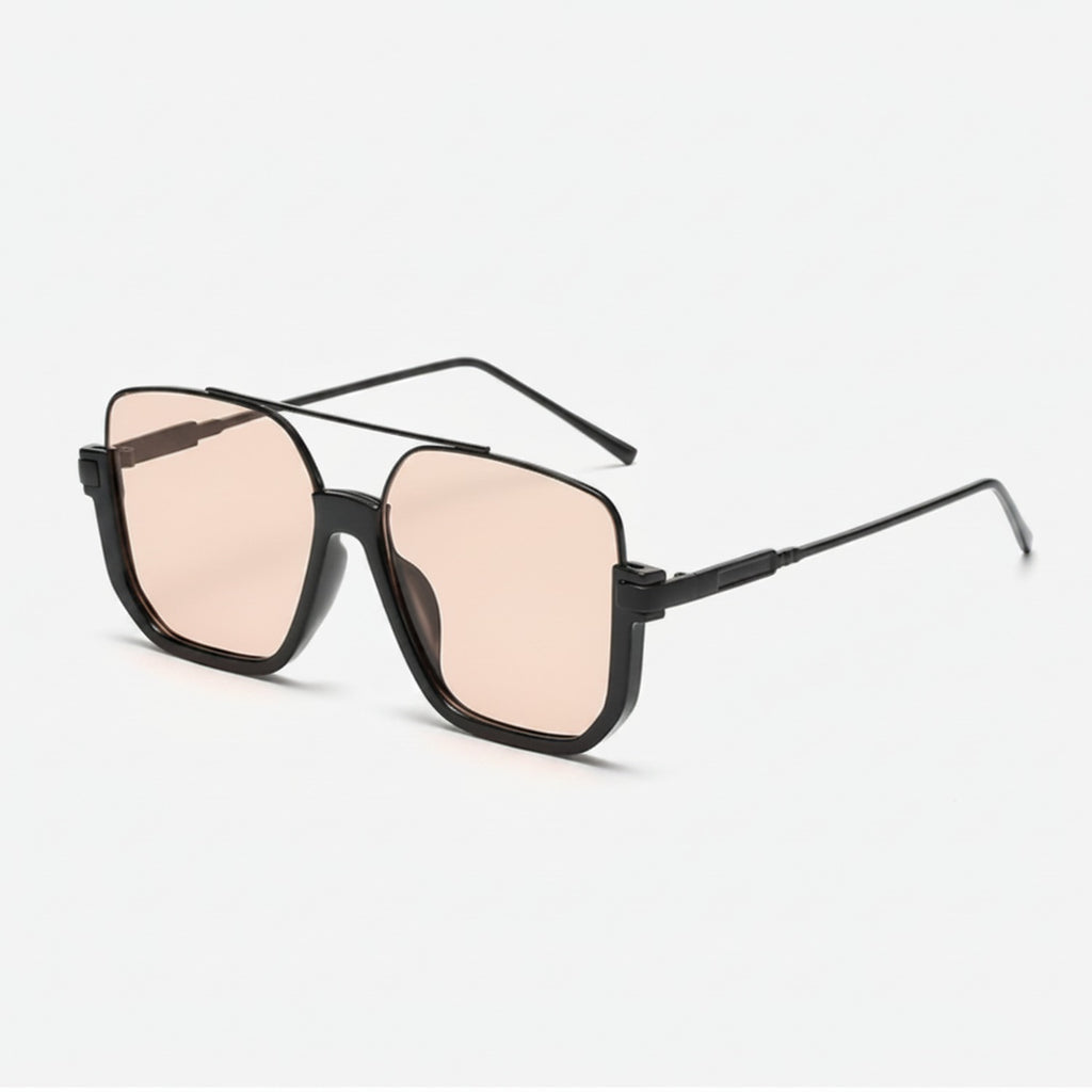 Square Black Sunglasses with Peach Tint Lenses – eyewear (view 1)