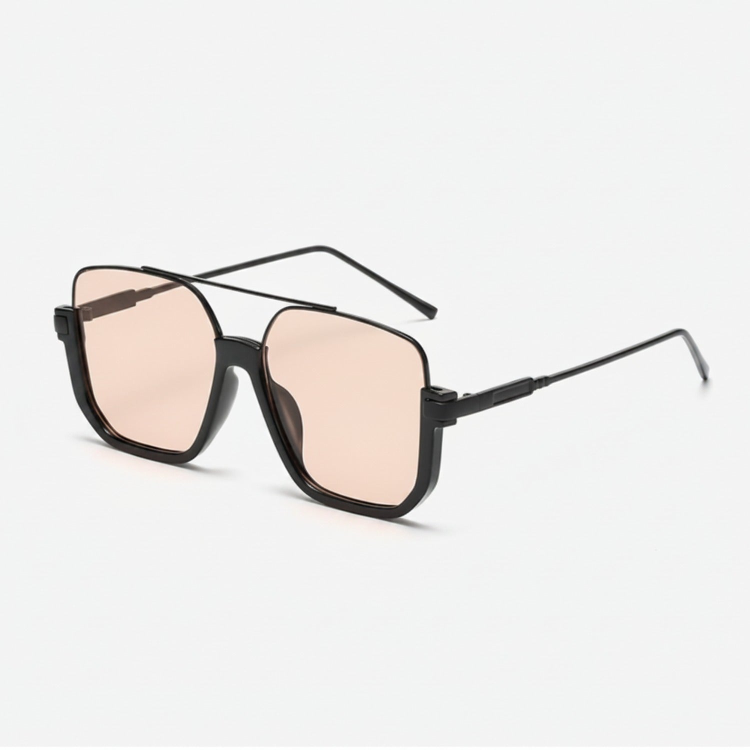 Square Black Sunglasses with Peach Tint Lenses – eyewear (view 1)
