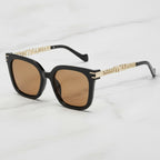 Square Sunglasses With Detail Arms - Tortoiseshell Frame Black Gray / Black Frame Tea Lens – eyewear (view 3)