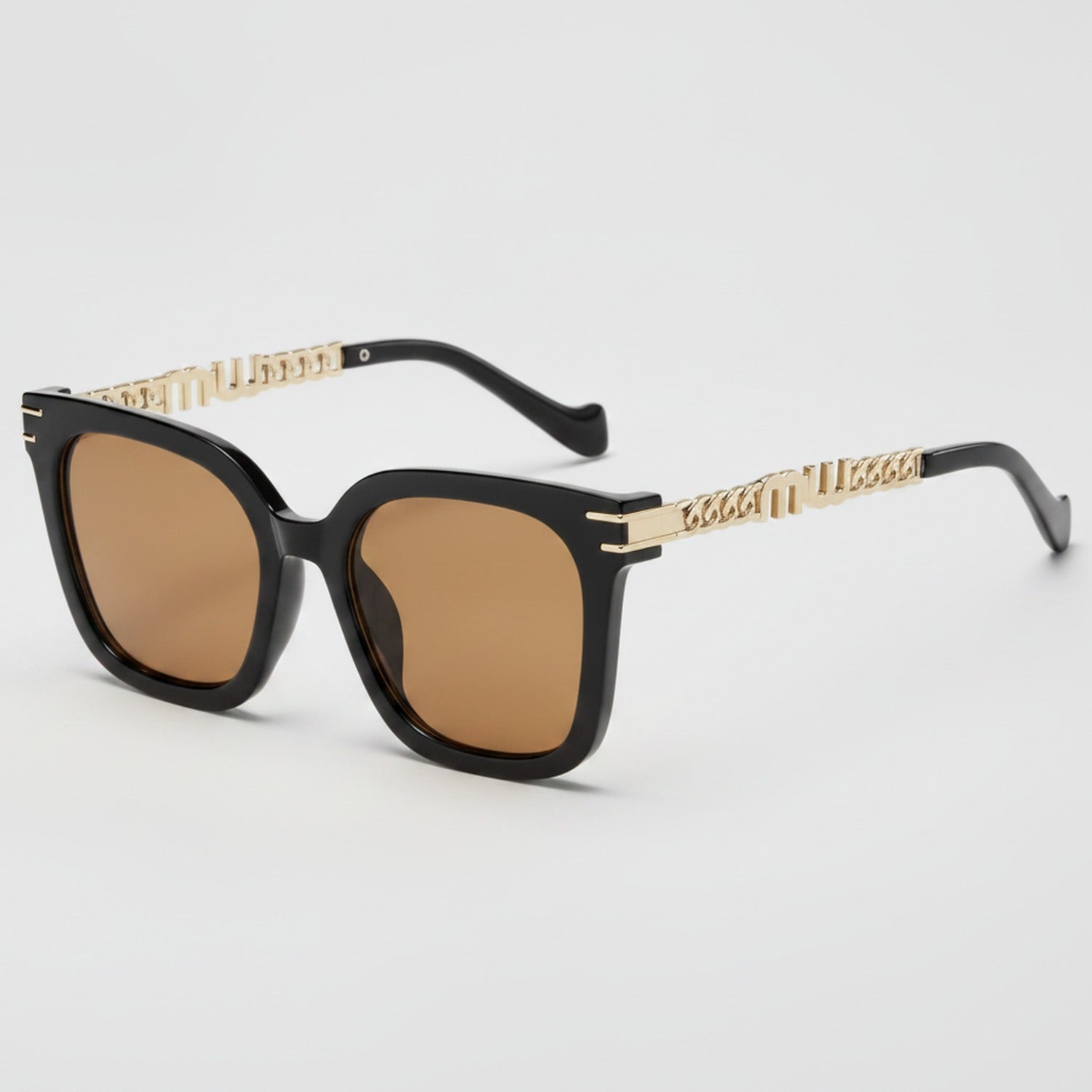 Square Sunglasses With Detail Arms - Tortoiseshell Frame Black Gray / Black Frame Tea Lens – eyewear (view 1)