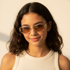 Oval Champagne Tinted Sunglasses With Side Shield