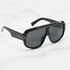 Tortoise Shell Oversized Aviator Sunglasses with Lenses - Black Frame Gray Lens – eyewear (view 3)
