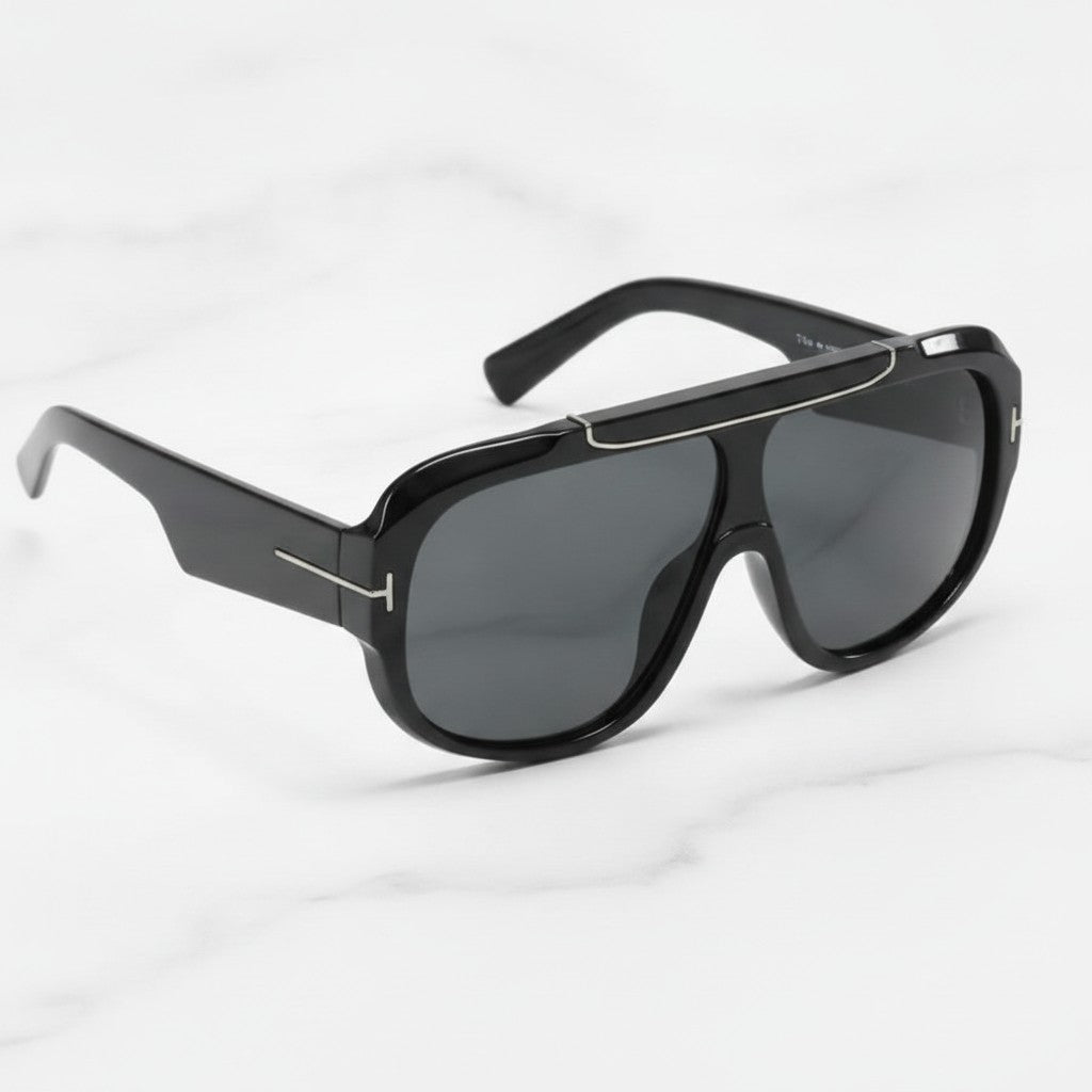 Tortoise Shell Oversized Aviator Sunglasses with Lenses - Black Frame Gray Lens – eyewear (view 3)