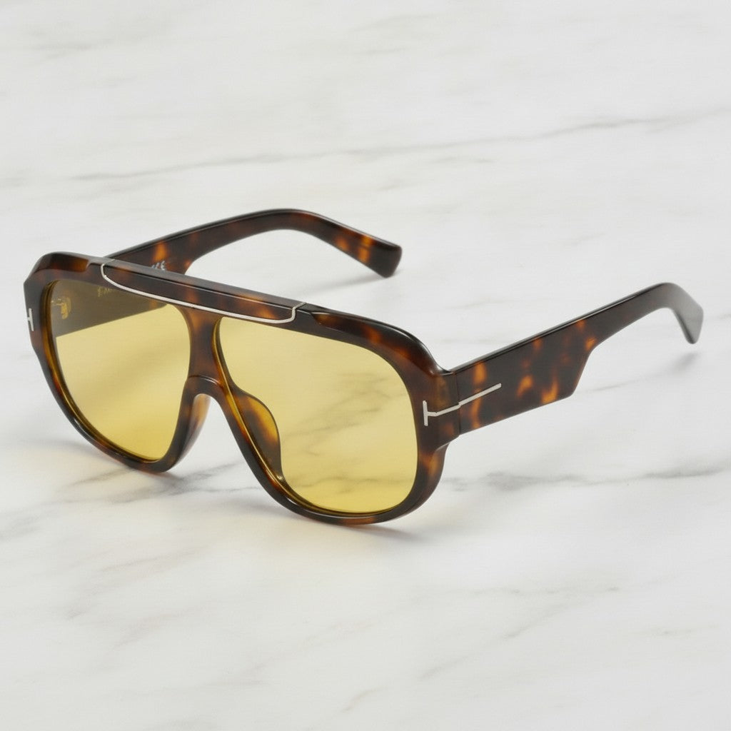 Tortoise Shell Oversized Aviator Sunglasses with Lenses - Tortoiseshell Frame Yellow Lens – eyewear (view 3)