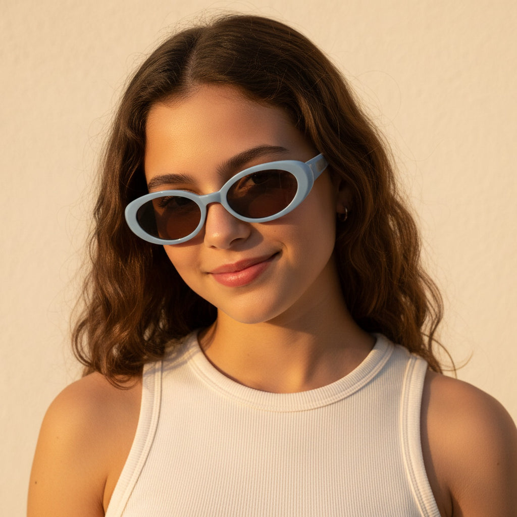 Blue Oval Retro Sunglasses