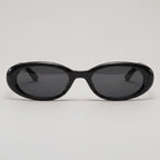 Tortoiseshell Oval Sunglasses with Dark Lenses - Glossy Black Frame Gray Lens – eyewear (view 1)