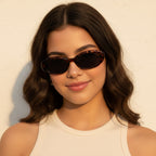 Tortoiseshell Oval Sunglasses with Dark Lenses - Tortoiseshell Frame - Color Variation – eyewear (view 2)