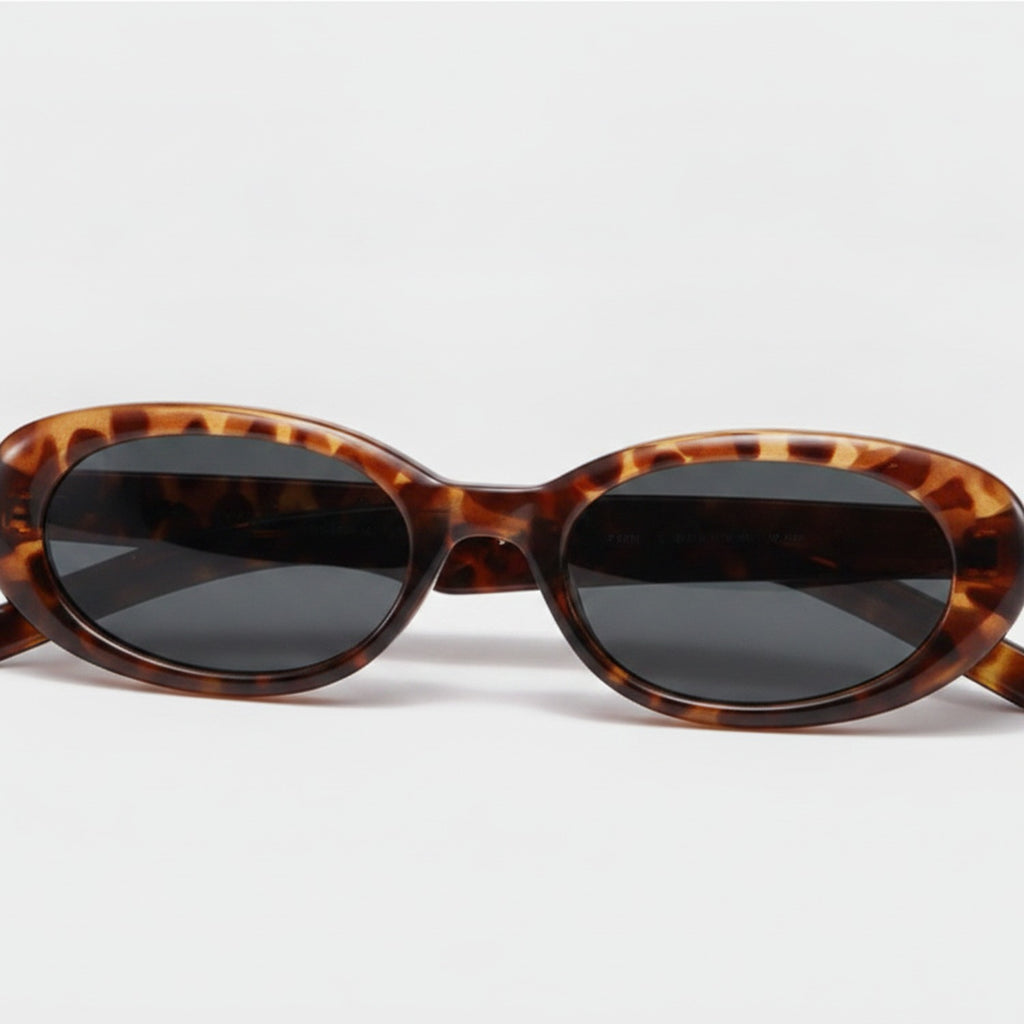 Tortoiseshell Oval Sunglasses with Dark Lenses - Tortoiseshell Frame - Color Variation – eyewear (view 1)