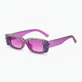 Purple Glitter Oval Sunglasses With Spike Eyelash Details – eyewear (view 1)