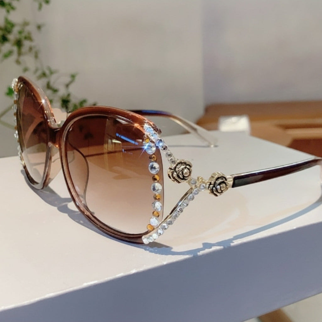 Rhinestone Oval Gradient Sunglasses - Gradient Brown – eyewear (view 2)