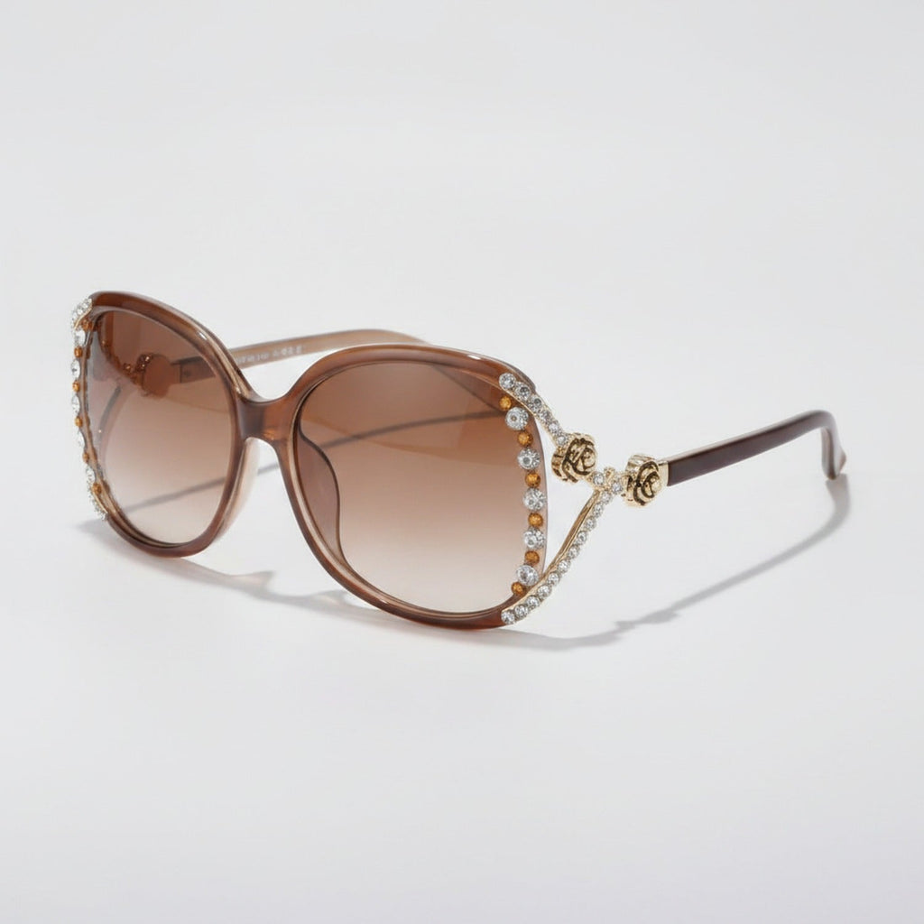 Rhinestone Oval Gradient Sunglasses - Gradient Brown – eyewear (view 1)