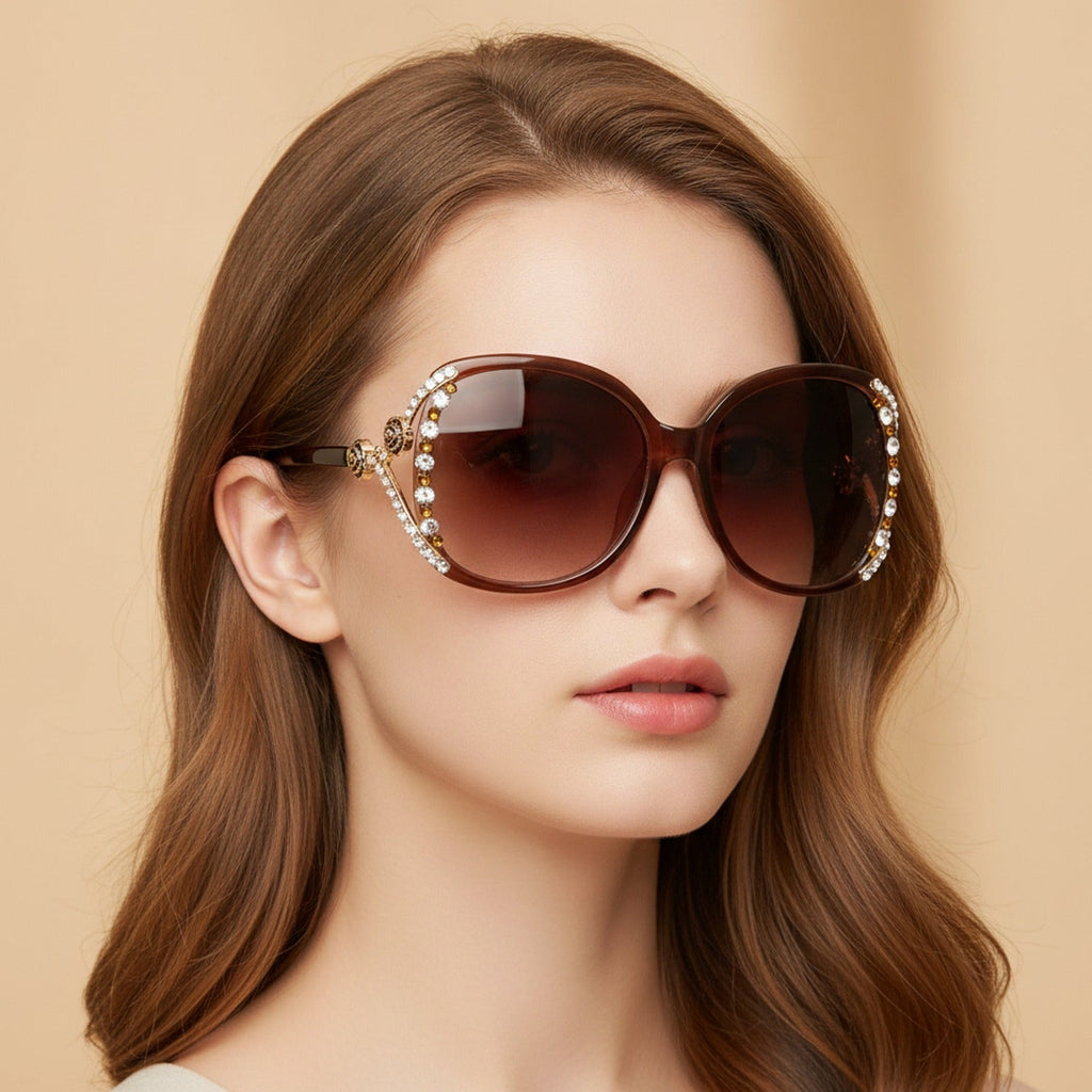 Rhinestone Oval Gradient Sunglasses - Gradient Brown – eyewear (view 3)