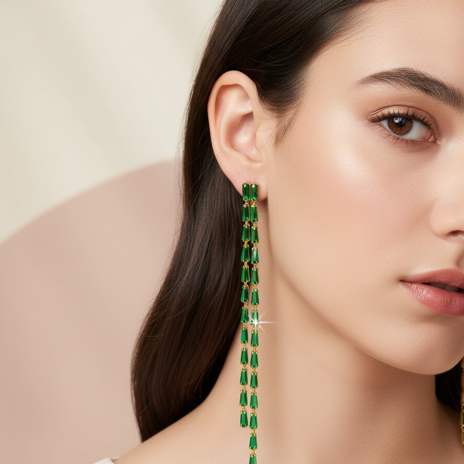 Colorful Baguette Tassel Drop Earrings