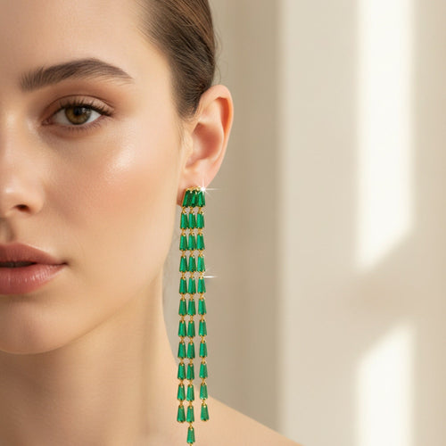 Baguette Tassel Drop Earrings - Default 2