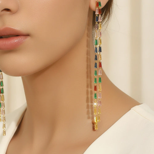Baguette Tassel Drop Earrings - Default