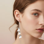 Silver Butterfly Chain Drop Earrings