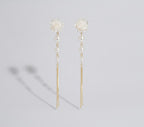 Pearl Rose Flower Chain Threader Earrings – jewelry (view 1)