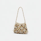 Beaded Macramé Shoulder Bag With Natural Stone Accents – apparel accessories (view 1)
